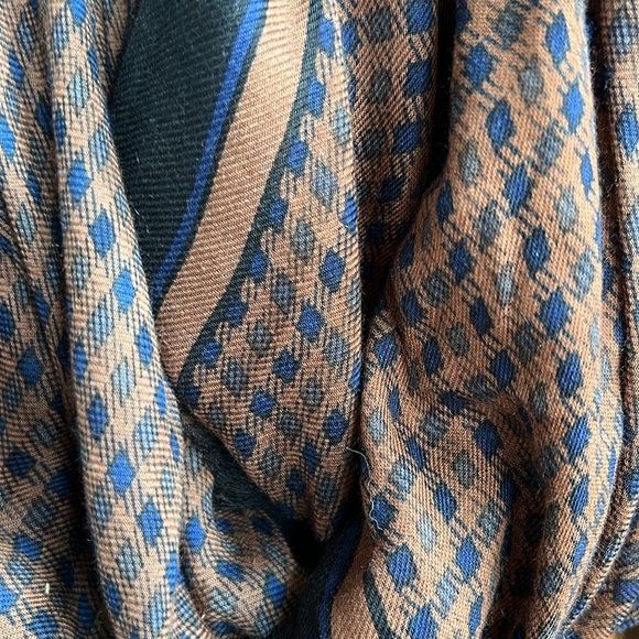 🐑Cashmere/Modal SOFT Thin Oversized Brown/Navy/Black Houndstooth Madewell Scarf - Picture 13 of 17